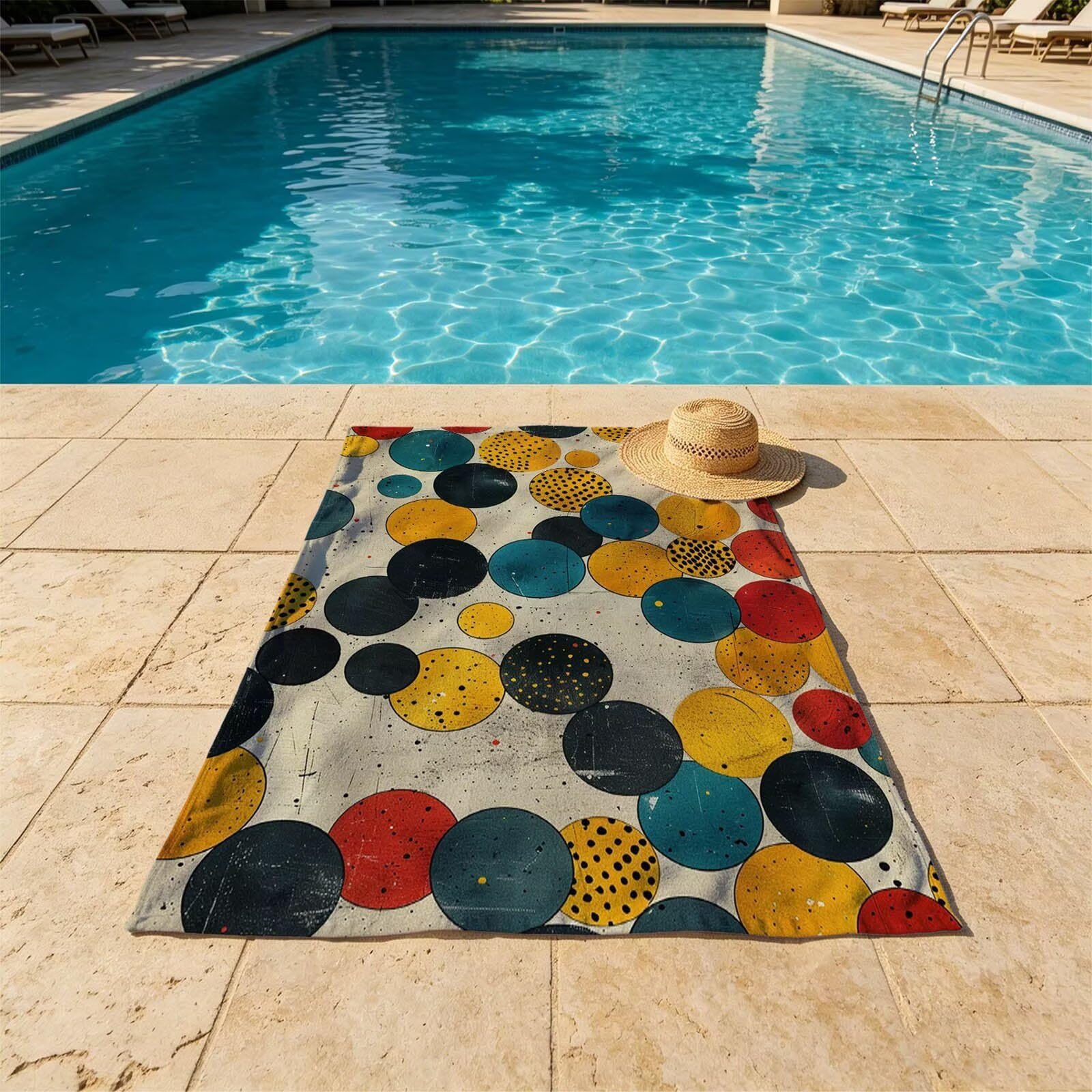 Toalla Playa Grande 220x160 Vacaciones Accesorios Viaje, Toalla Playa Redondo Suave Cómodo Secado Rápido, Sencillez Toallas Baño Grandes 160 x 220cm para Yoga Fitness Natación Sauna Baño XTLS-0902