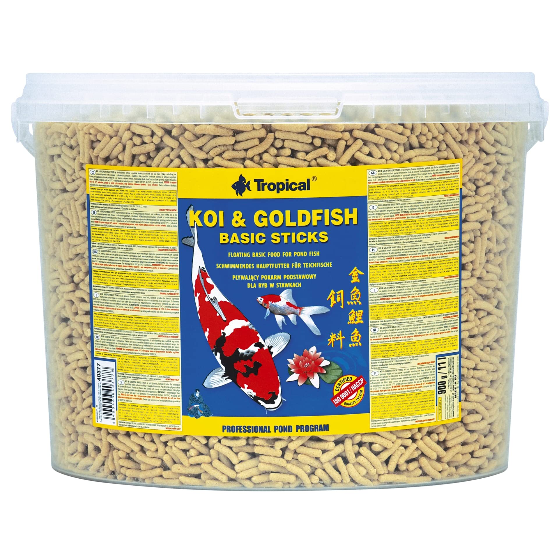 KOI&Goldfish Basic Sticks 11L / 900g - Alimento Flotante básico para Peces de Estanque