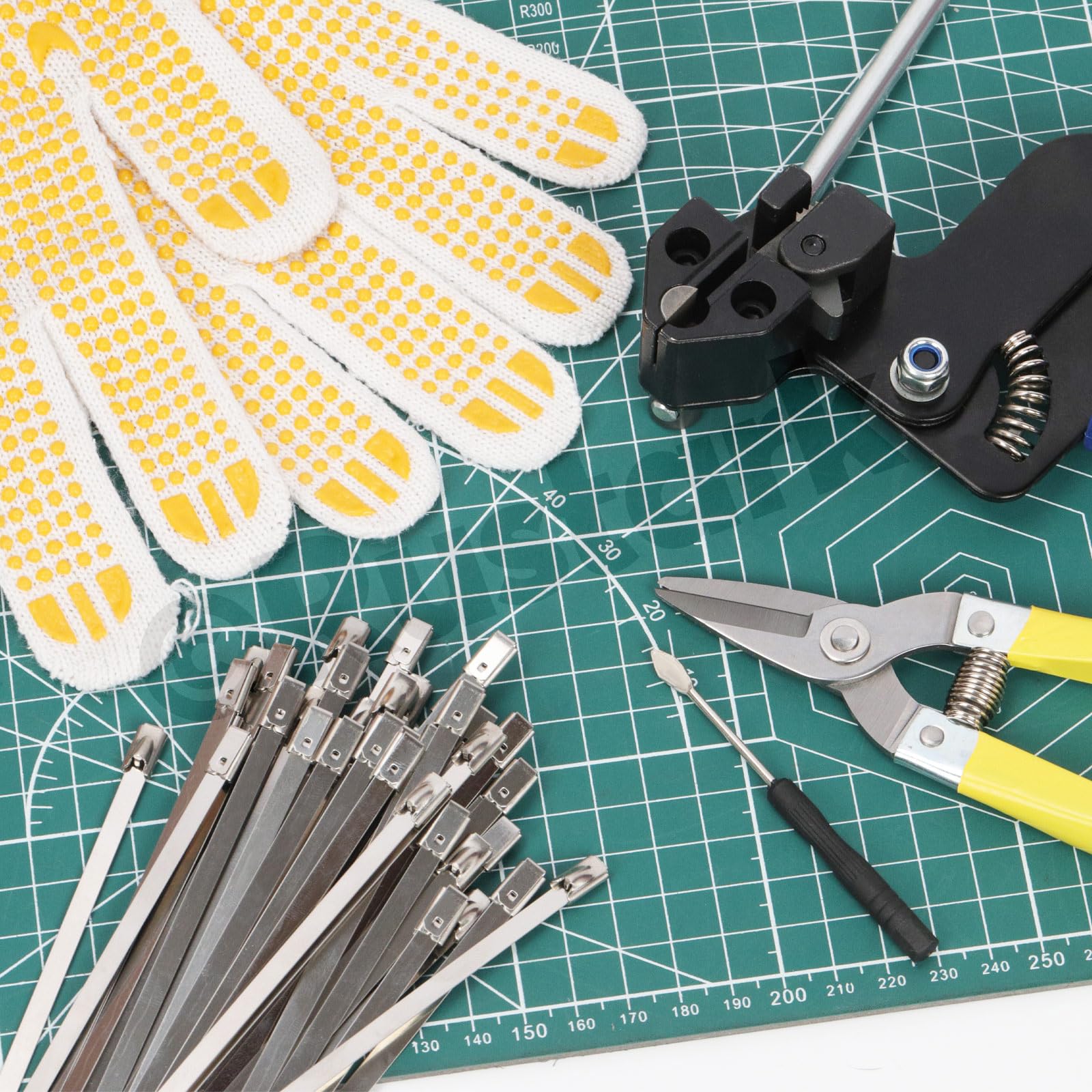 Fascette per cavi in acciaio inox, in metallo, antiruggine, autobloccanti in acciaio inox per avvolgimento di scarico (kit di strumenti per cerniere)