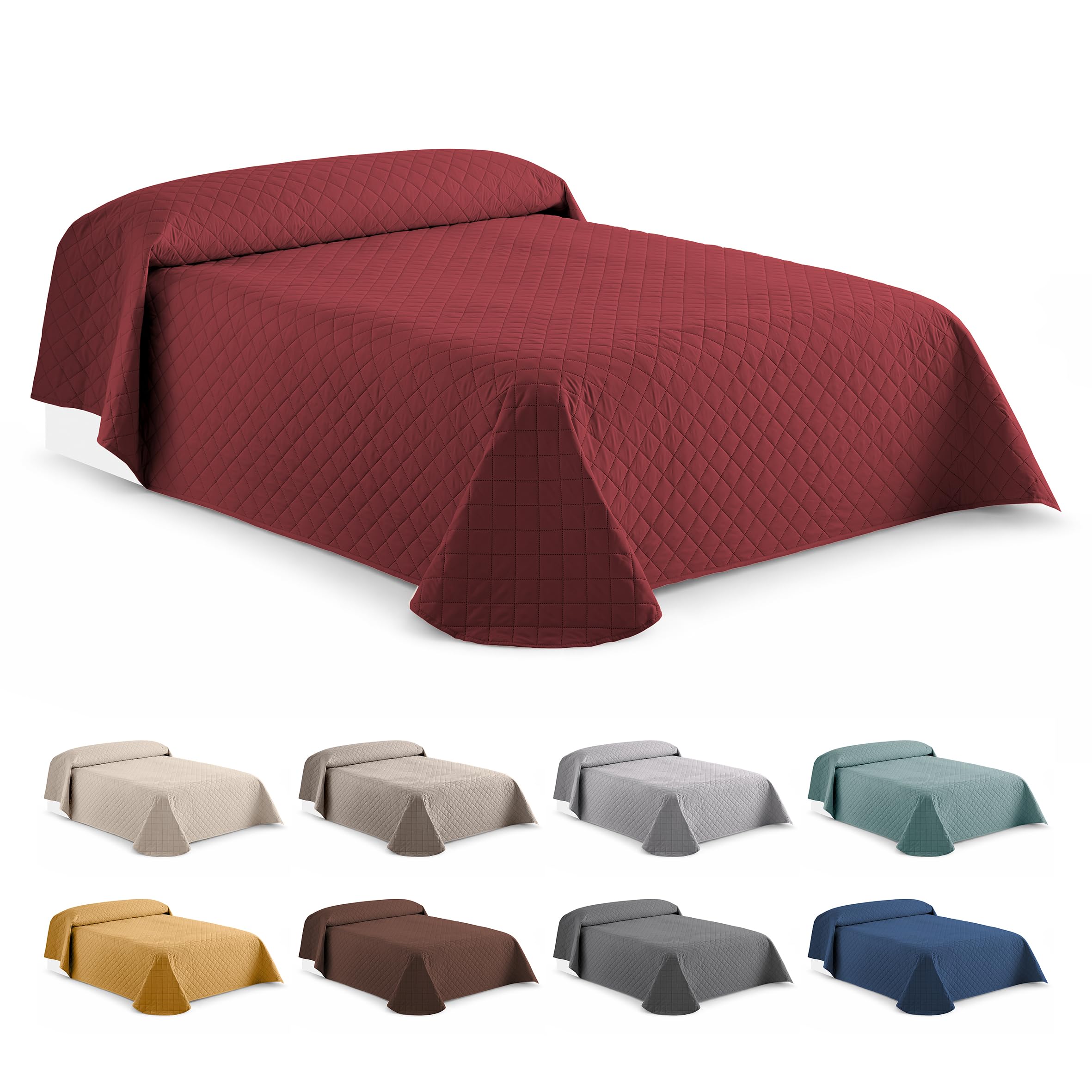 EasyCosy Copriletto Matrimoniale 2 Piazze 250x260 cm Rosso a Rombi – Trapuntino Estivo e Mezza Stagione Leggero, Multiuso, Morbido e Traspirante (Microfibra) OEKO-TEX®