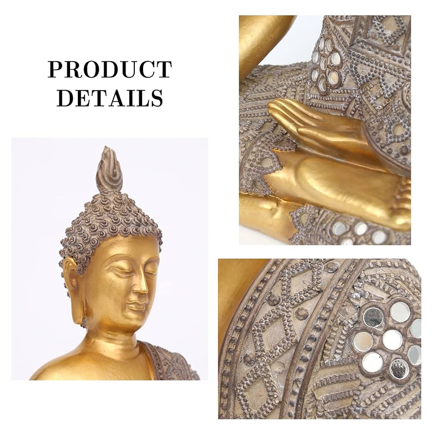 Amazon｜室内装飾用仏像 ゴールド 10.4インチ 禅の装飾用仏像