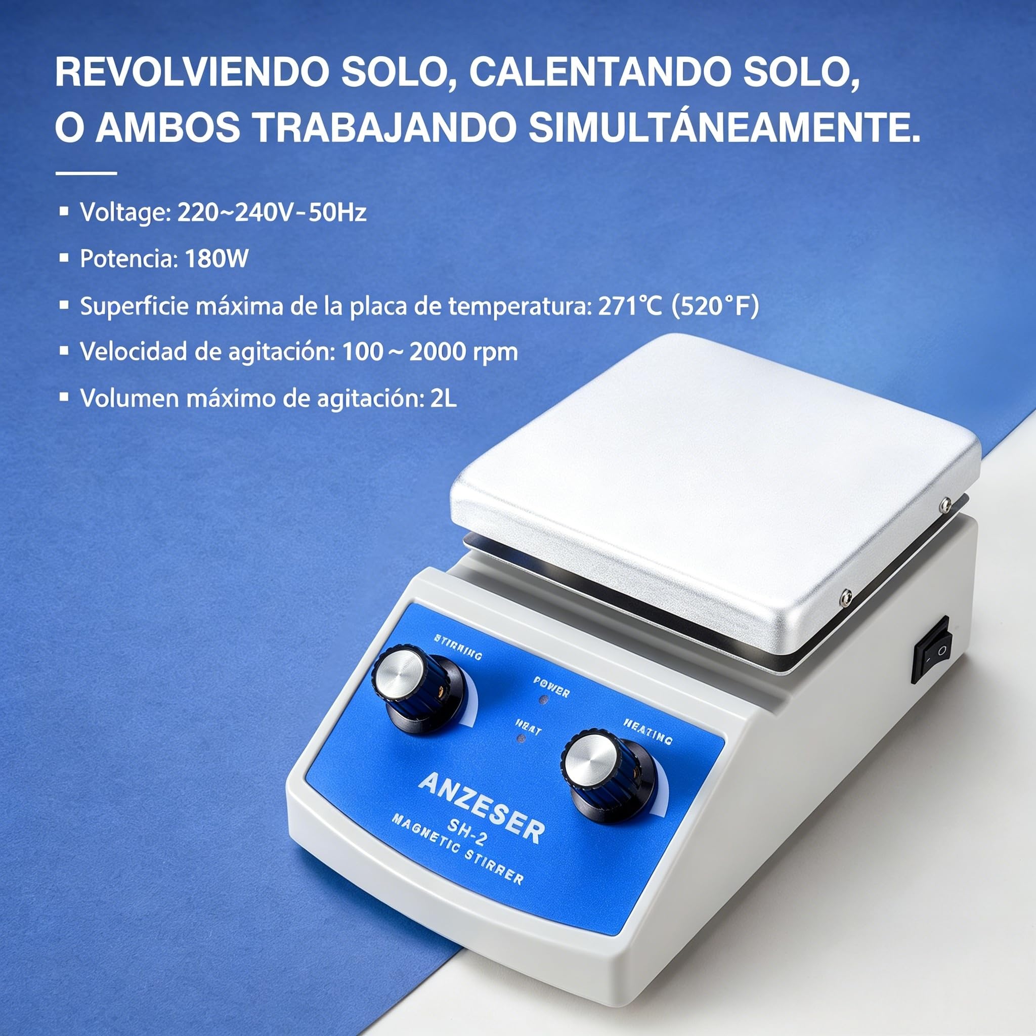 Mezclador de agitador magnético de placa caliente de laboratorio SH-2 Control doble con barra de agitación 220V