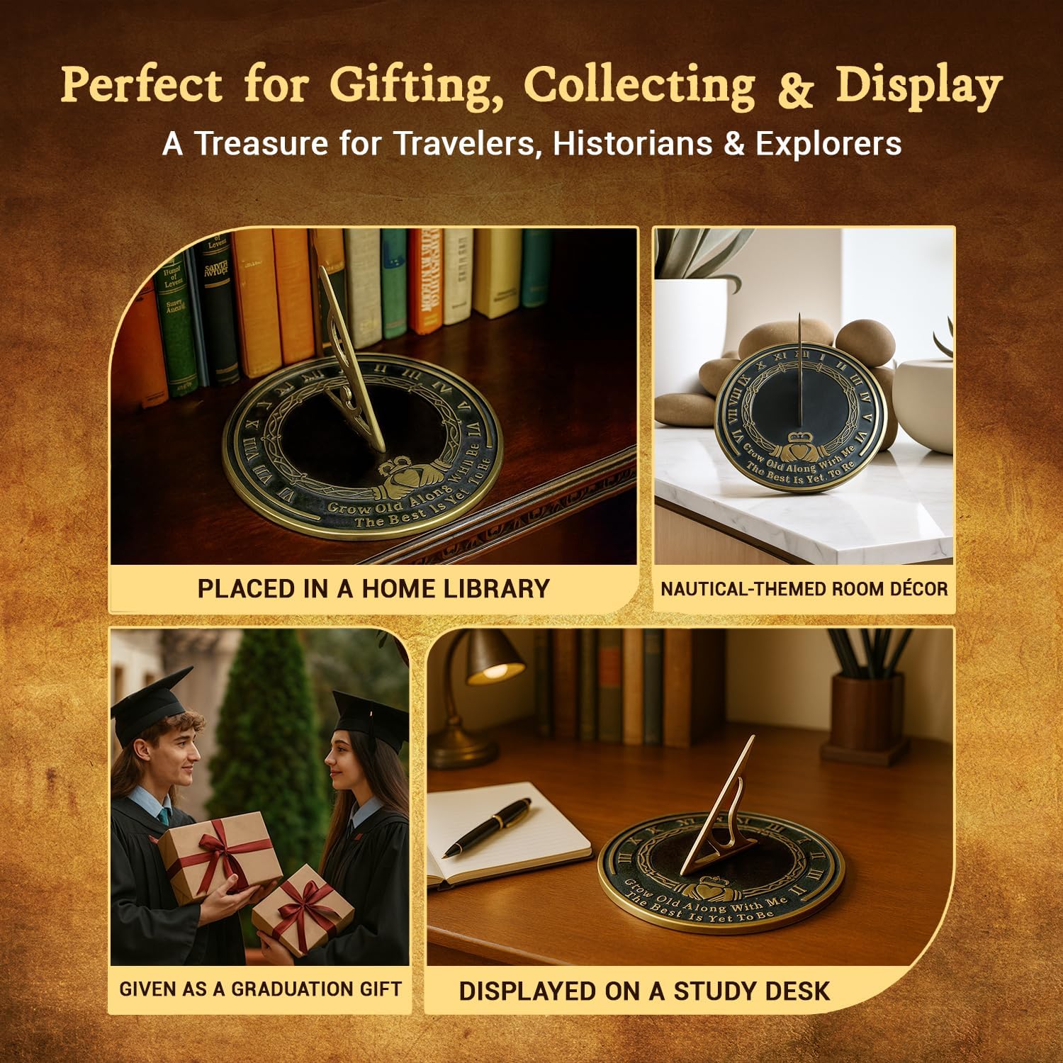 ARTIZANSTORE Brass Sundial Grow Old with Me
