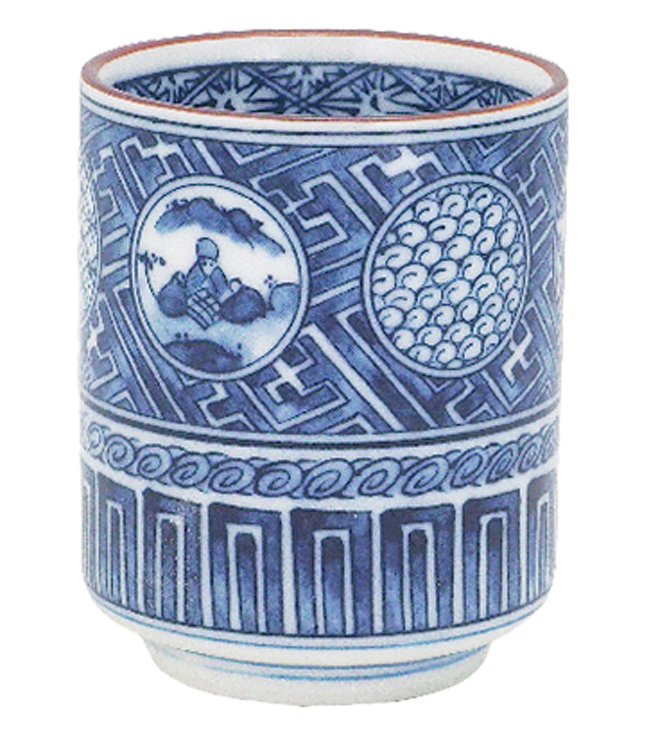 Amazon｜初山窯 湯呑み 青 6.5φ×8.5H㎝ 京丸紋 長湯呑(小) YH-255-16 