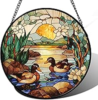 Vista 9 de Colgador de vidrieras para colgar en la ventana, al atardecer, montañas, lago, árbol, para ventana, decoración del hogar, paisaje, día de la madre