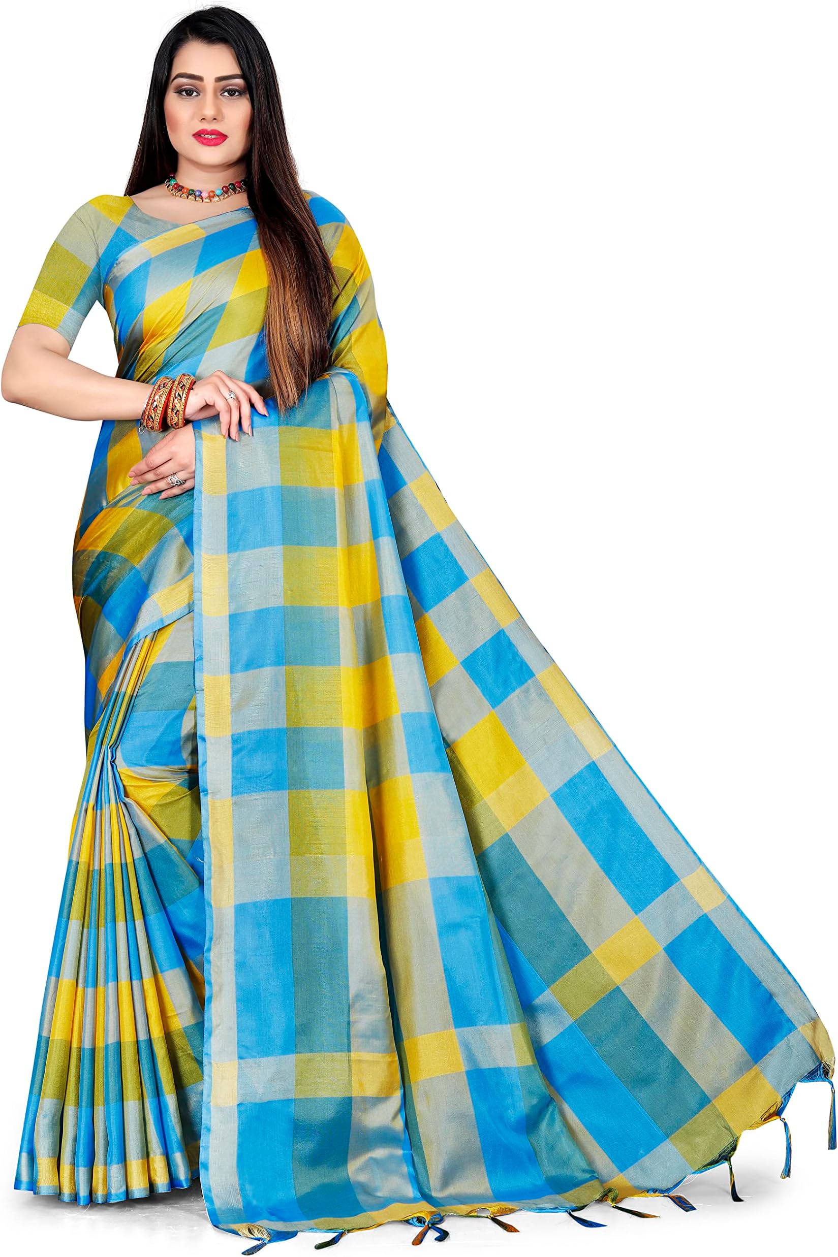 knvi fashion Women's Silk Banarasi Saree with Unstitched Blouse Piece (QGD-T-170)