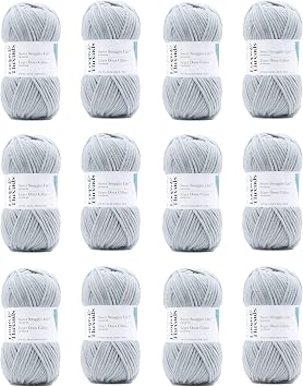 Loops & Threads Silver Sweet Snuggles Lite Yarn - Super Bulky Yarn for Knitting, Crochet, Weaving, Arts & Crafts, 12 Pack