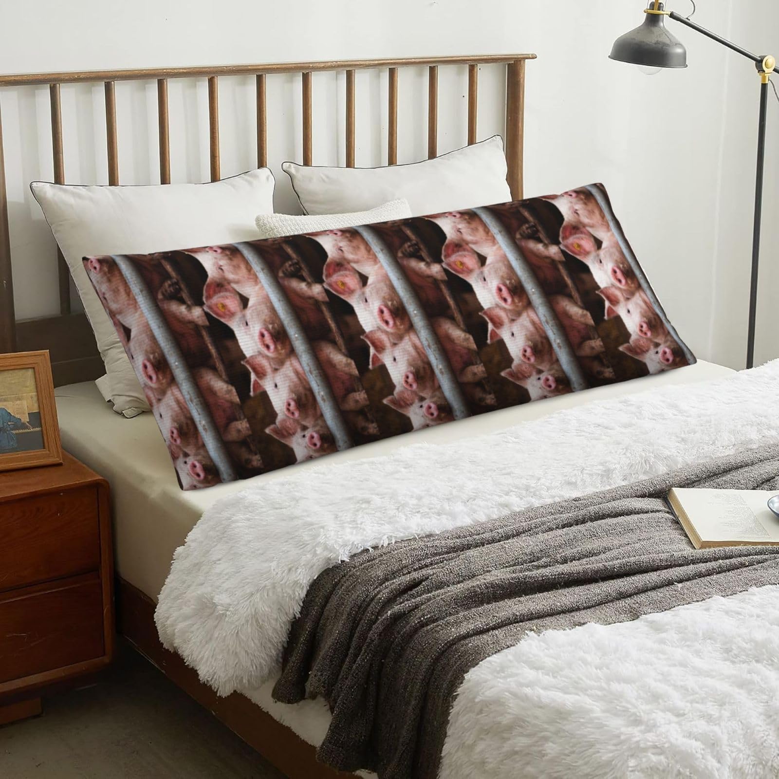 Pig, Body Pillow Cover with Zipper,Long Body Pillowcase 20 x 60 in
