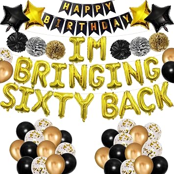 60th Birthday Decorations For Men Happy 60th Birthday Decorations Women 60 Birthday Decorations For Women Men 60th Birthday Banner 60th Anniversary Decoration Numbers Im Bringing Sixty Back Balloons