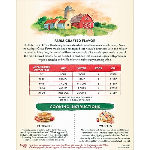 Miniatura 6 de Maple Grove Farms Mezcla orgánica para panqueques y waffles con miel, 16 onzas (paquete de 8)