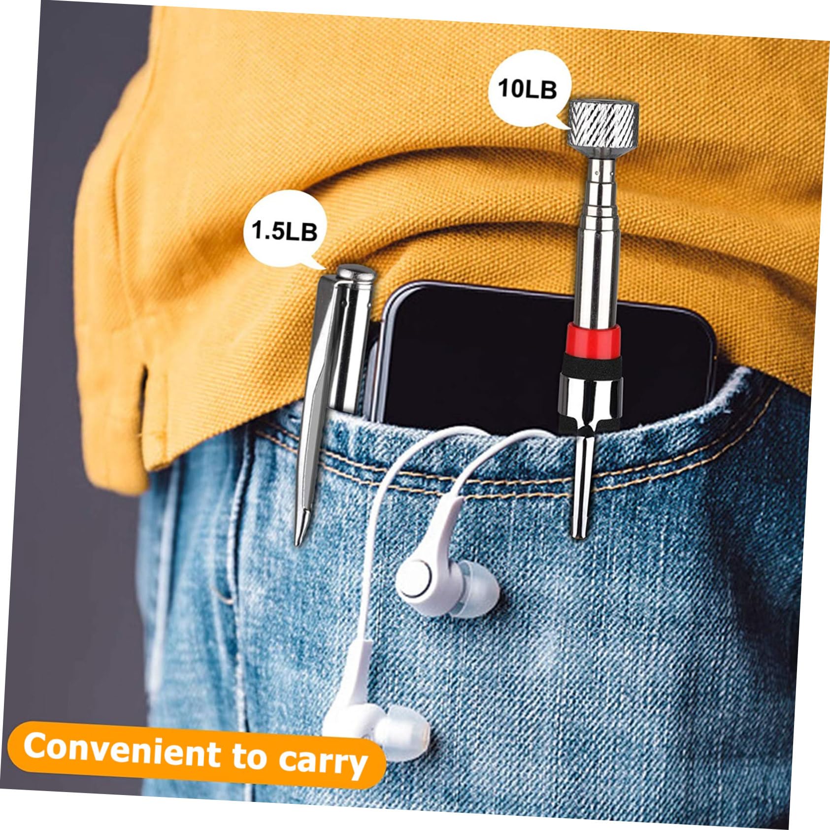 Mipcase Auto Parts Repair Tool Telescoping Magnetic Inspection Mirror Swivel Base Extendable Stick for Easy Metal Pickup