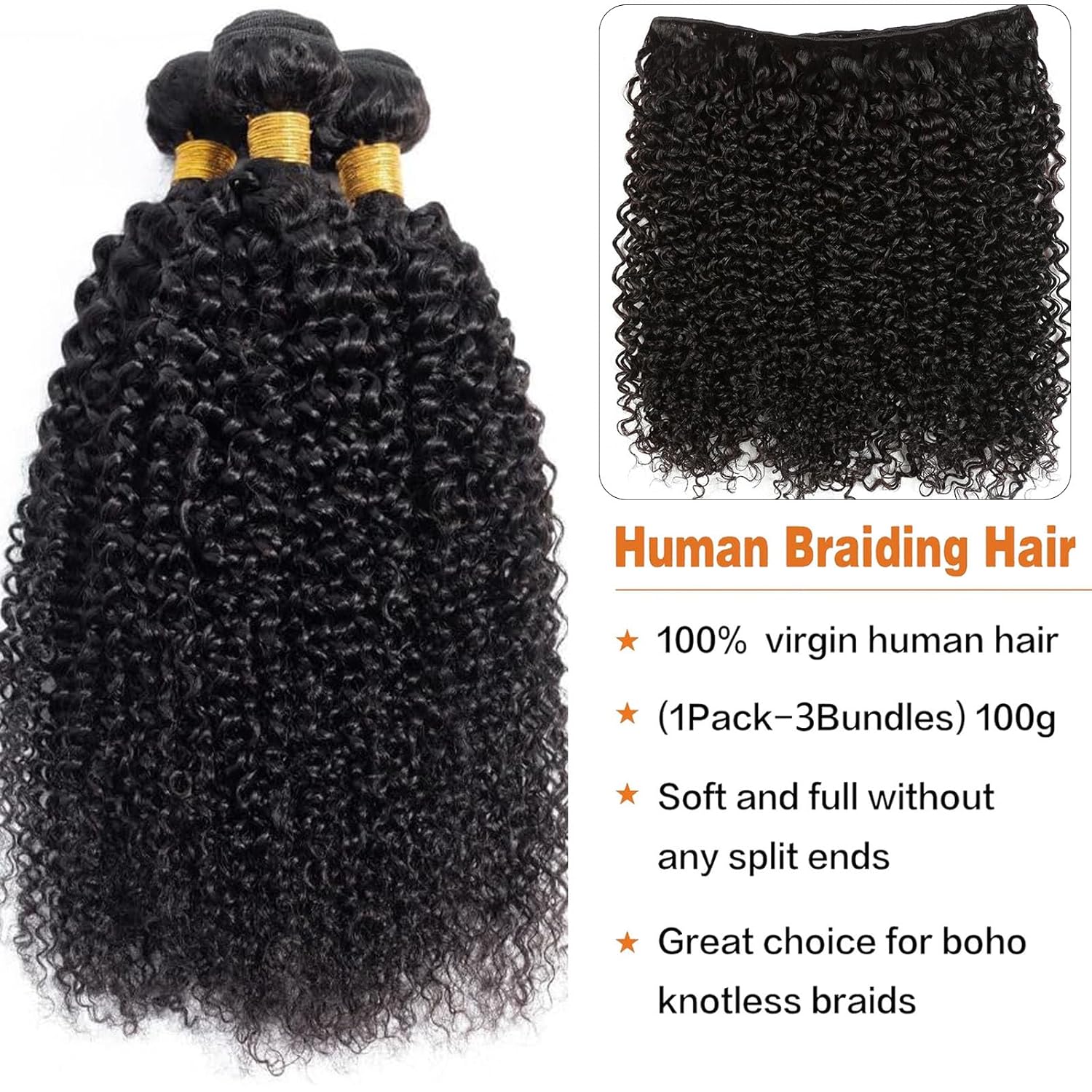Bundles Human Hair 14 16 18 Inch Natural Black Jerry Curl Human Hair Extension 12A Unprocessed Brazilian Braiding Virgin Hair For Boho Braids Quick Weave Bundles for Women