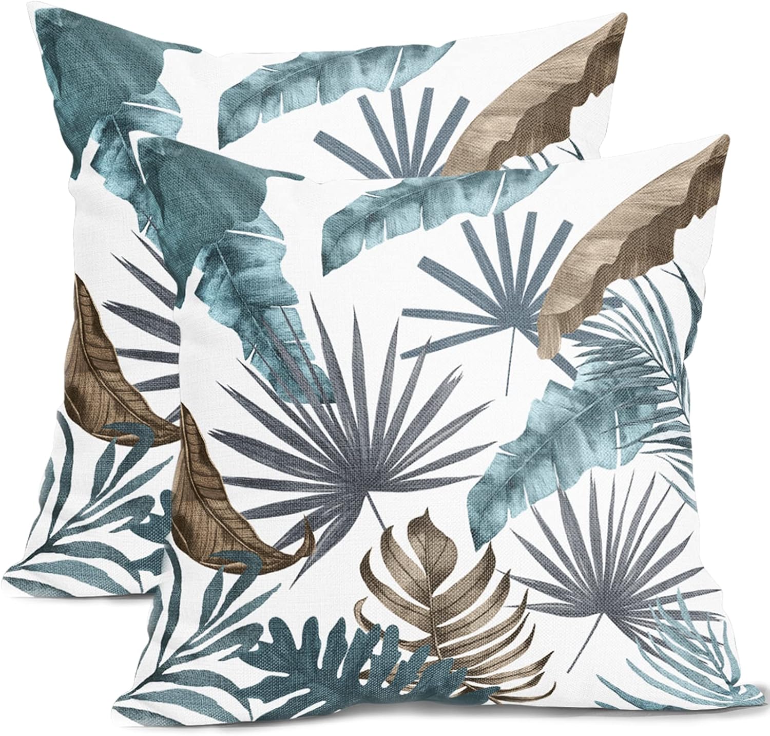 Leaf Decorative Pillow Covers 18x18 Inch Set of 2 Tropical Palm Leaf Throw Pillow