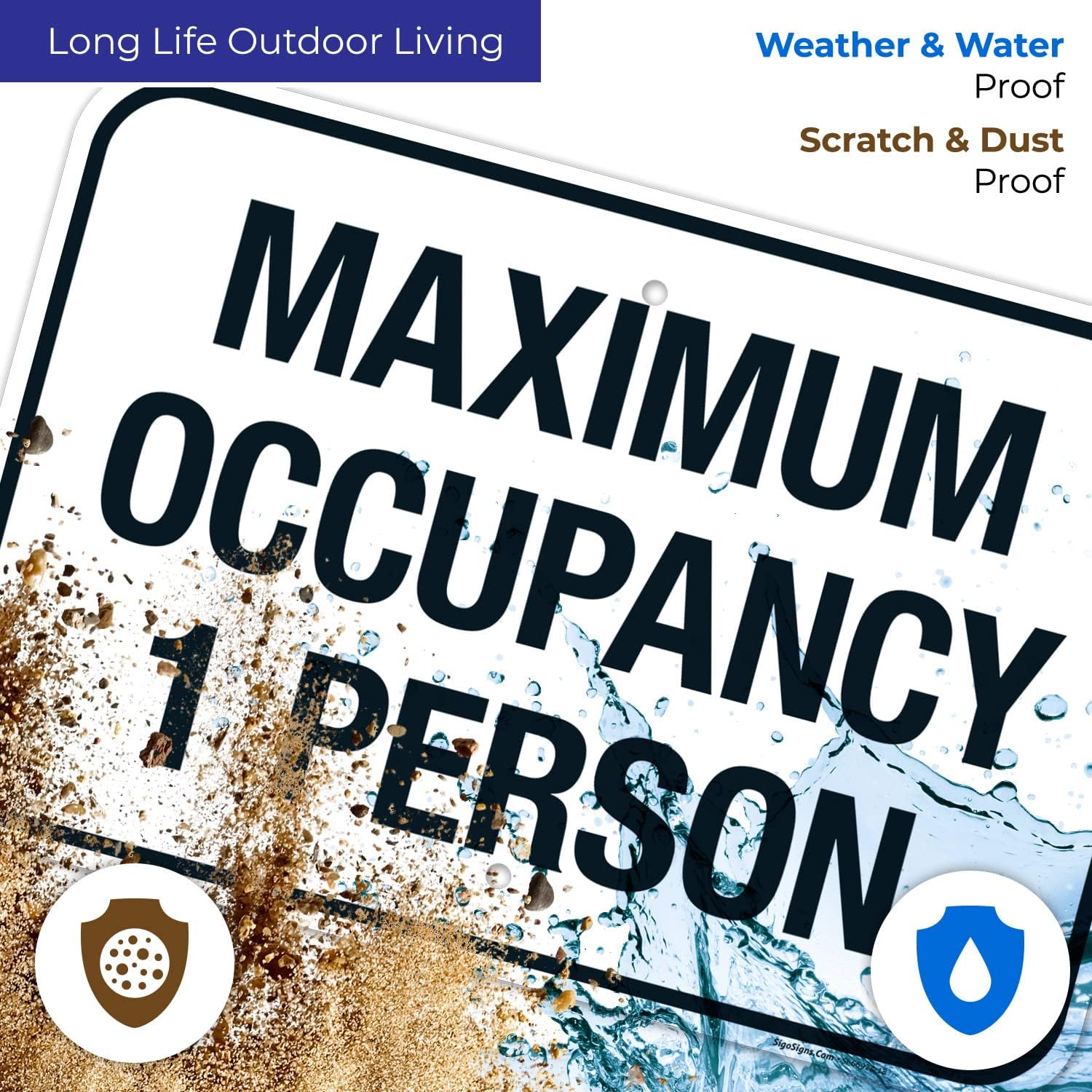 Maximum Occupancy 1 Persons Sign, 12x18 Inches, Rust Free .063 Aluminum, Fade Resistant, Made in USA