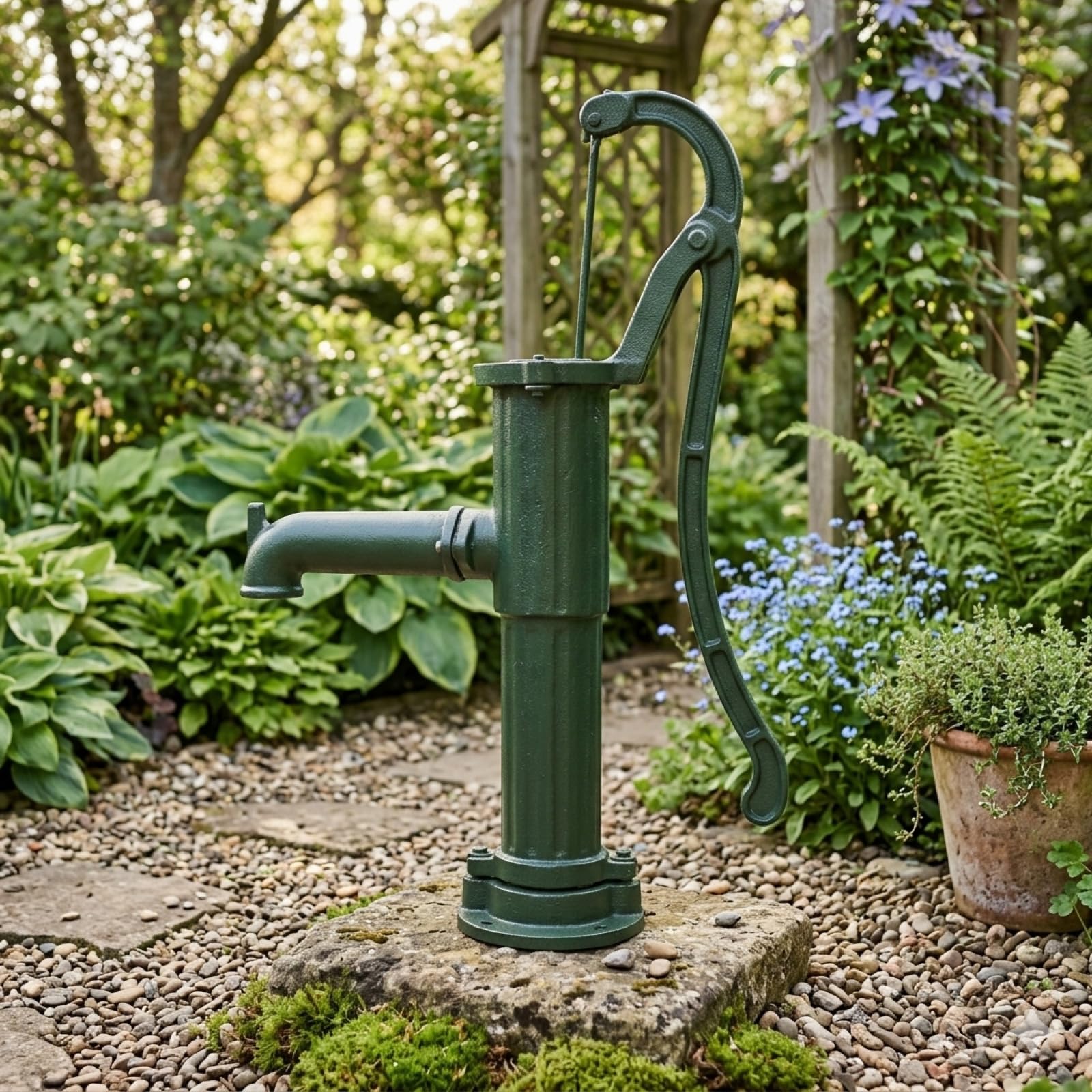 Schwengelpumpe Gartenpumpe Handschwengelpumpe Wasserpumpe Brunnenpumpe Handpumpe Nostalgie Grün