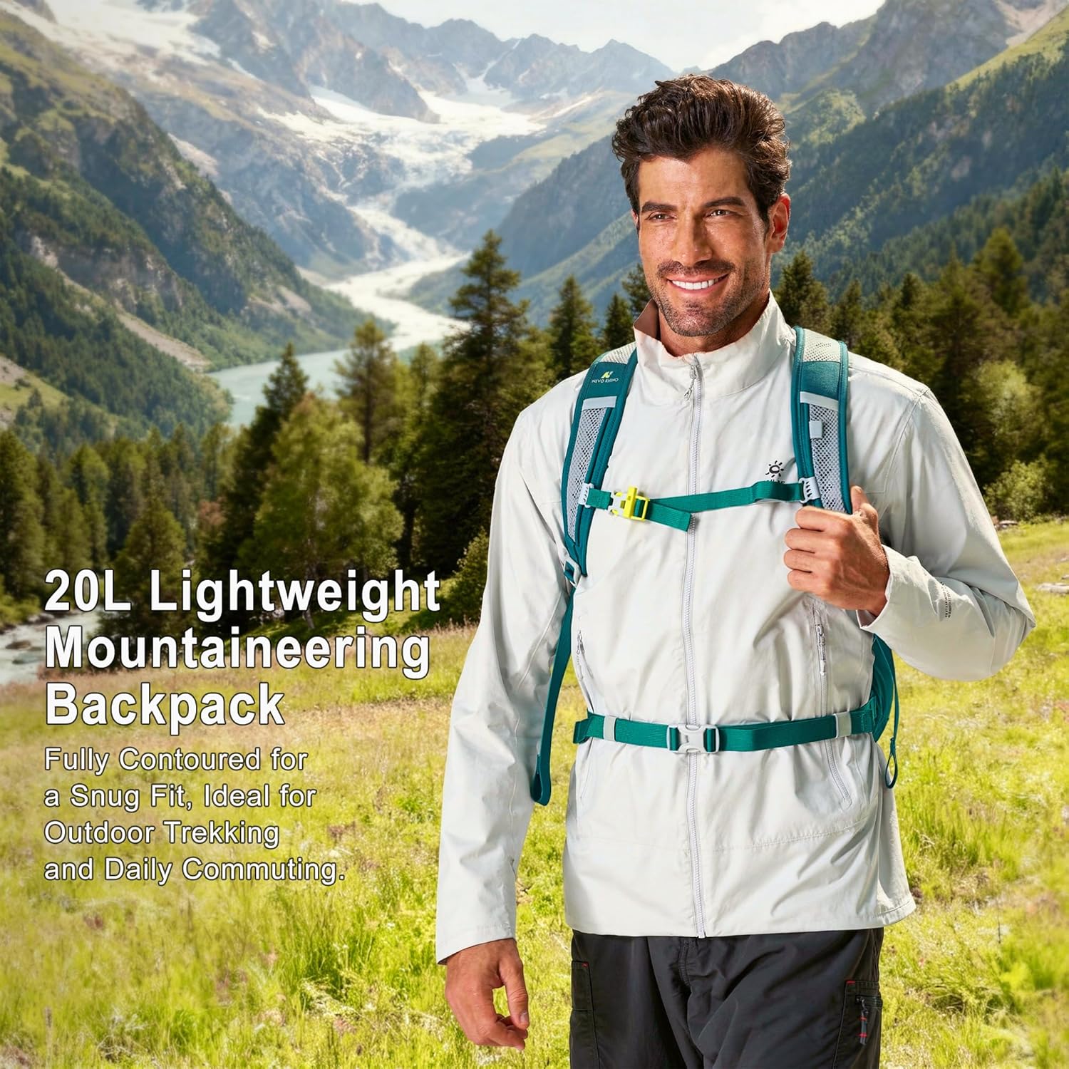 N NEVO RHINO 20L Hiking Internal Frame Backpack for Men Women, Travel Backpack Waterproof Camping Backpack with Rain Cover