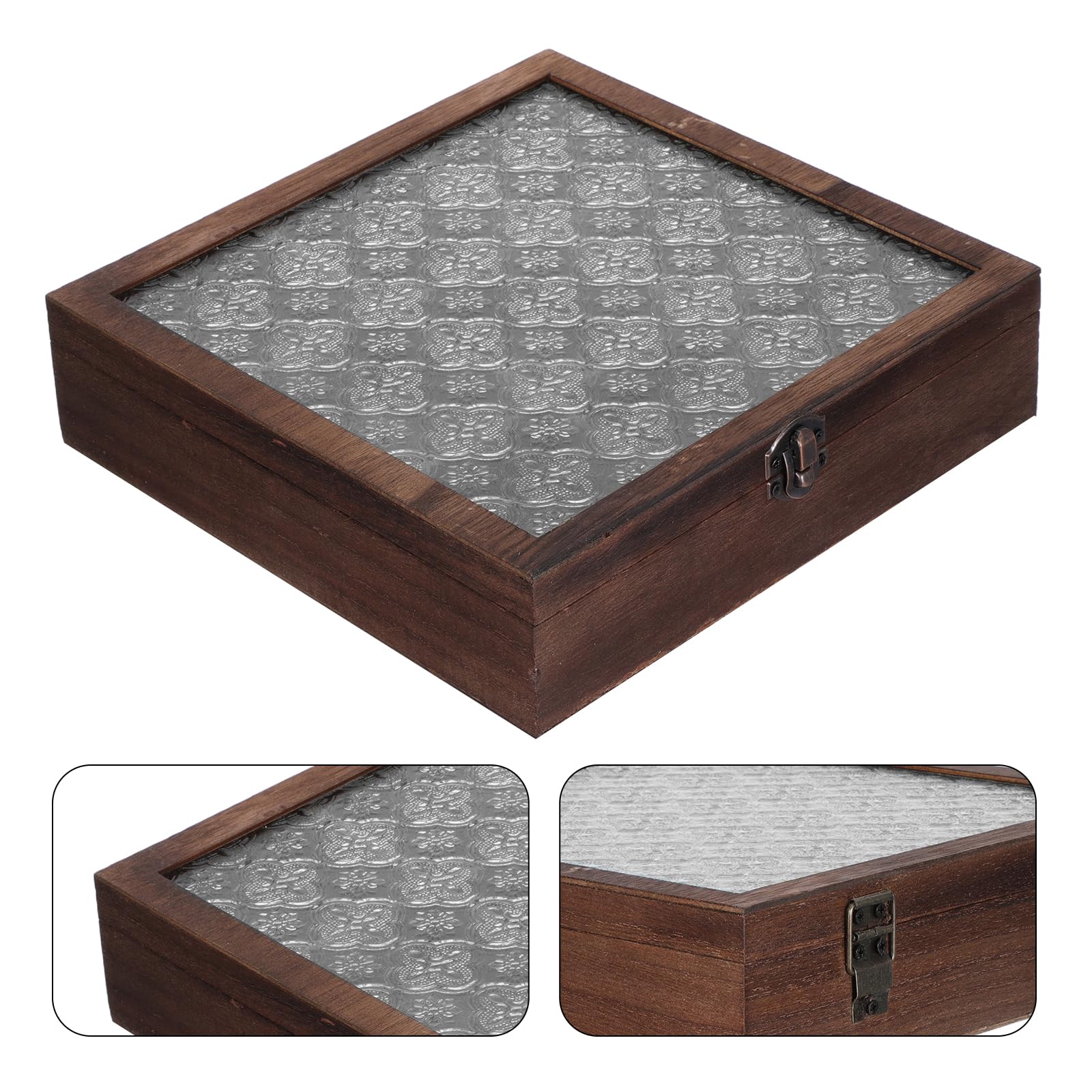 NUOBESTY Organisateur de Sachets de Thé 12 Compartiments en Bois Noyer, Boîte à Thé Compartimentée 23 X 23 X 6 Cm, Rangement Compact Cuisine et Bureau avec Fenêtre D’accès Rapide