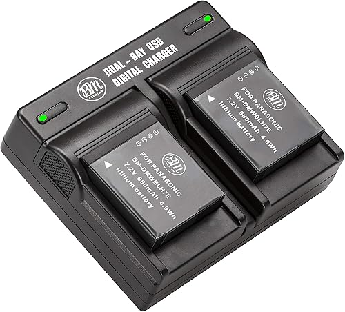 BM Premium Paquete de 2 baterías DMW-BLH7 y cargador de batería dual para Panasonic Lumix DC-GX850, DMC-LX10, DMC-LX15, DMC-GM1, DMC-GM1K,