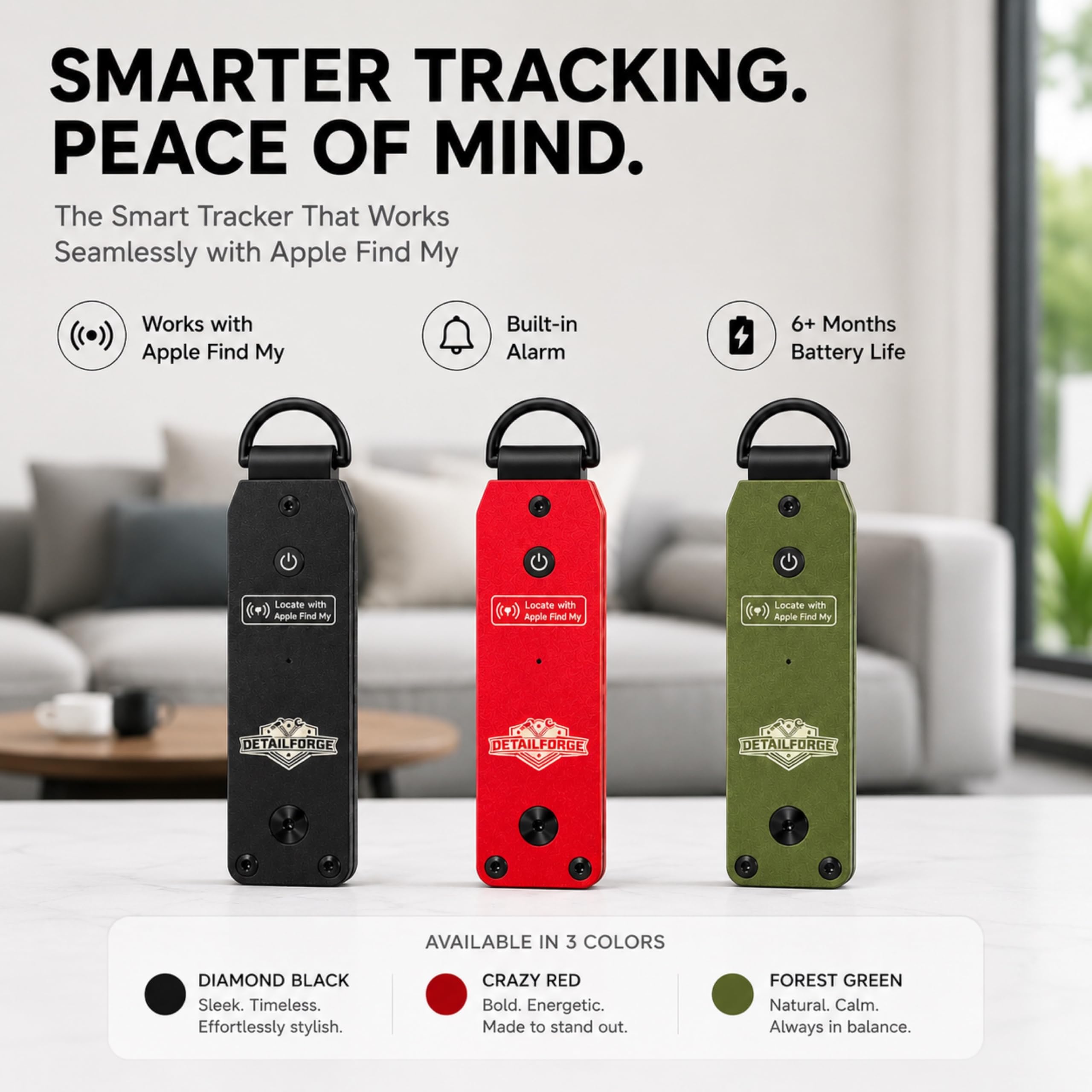 Air Key Schlüssel-Organizer für bis zu 4 Schlüssel, kompatibel mit Apple Find My, mit Bluetooth-Suchfunktion und akustischem Signal (Black)