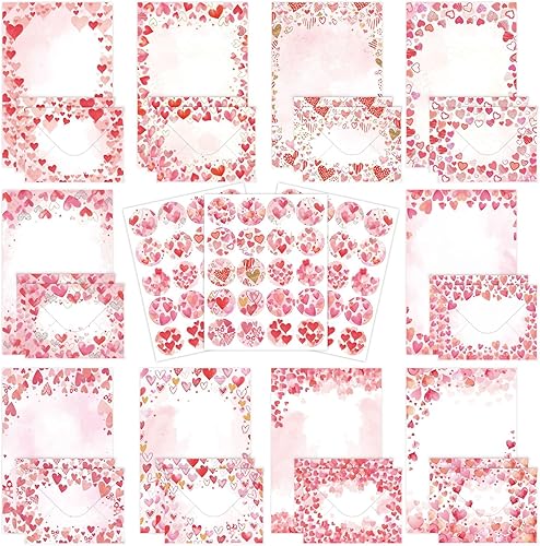 Miniatura 7 de Juego de papel de papelería y sobres de 160 piezas, 10 diseños diferentes, 50 papeles de escritura de papelería de una cara con 50 sobres a juego y