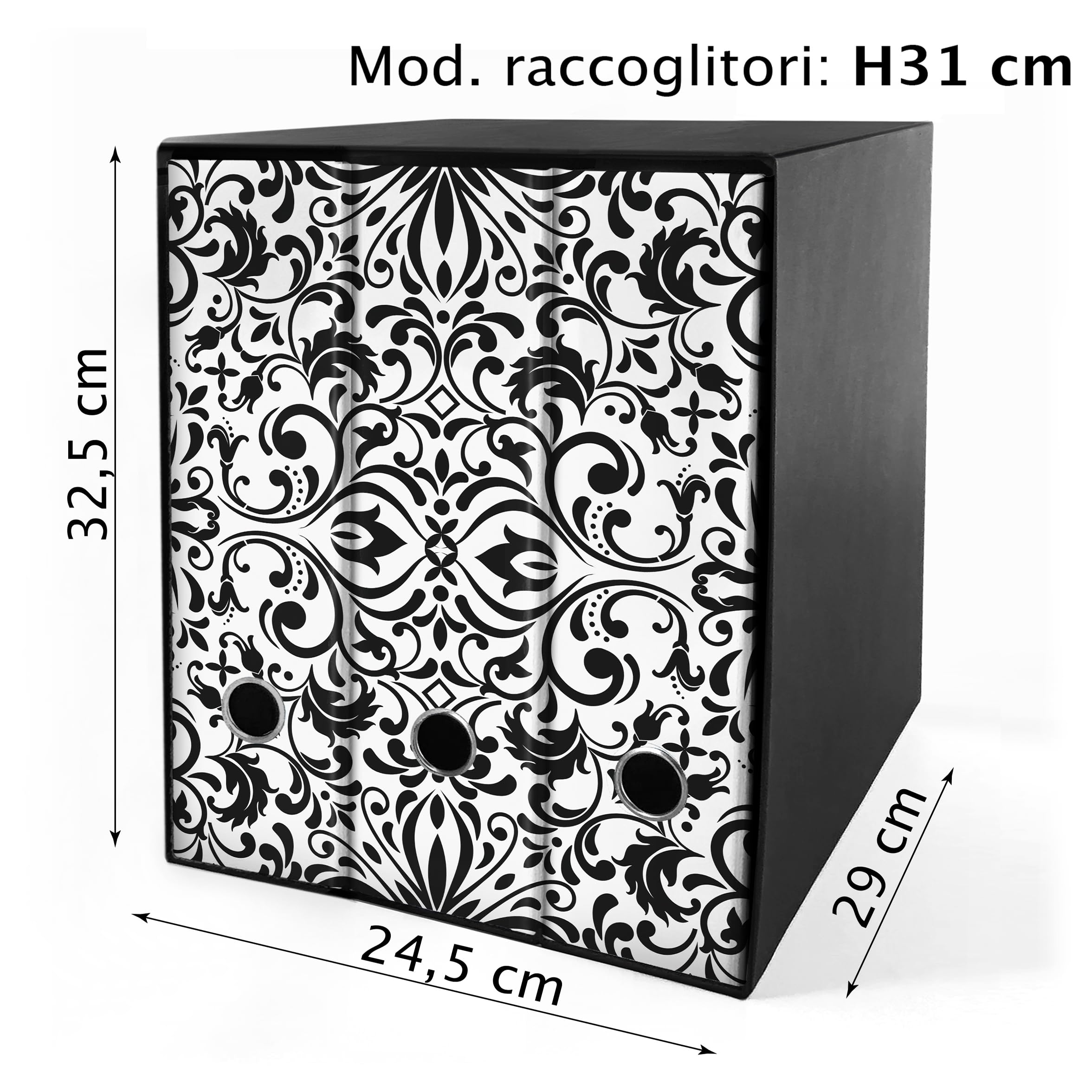 Set da 3 raccoglitori ad anelli - DAMASCO (H31 cm con 2 anelli)