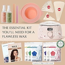 KOTAMU Waxing Kit for Women & Men, Professional Wax Warmer for Hair Removal with Silicone Pot, Wax Kit for Coarse Thick Fine Fuzzy Hair & Sensitive Skin, Waxing Warmer for Home Salon Use