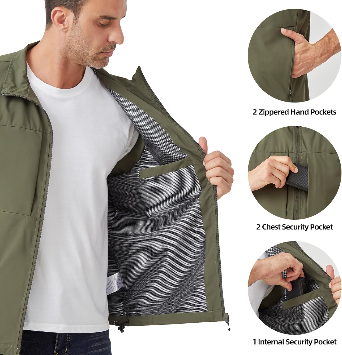 Men's Lightweight Vest Outerwear with Multi Pockets Windproof Sleeveless Jacket for Travel Outdoor Golf - Image 5