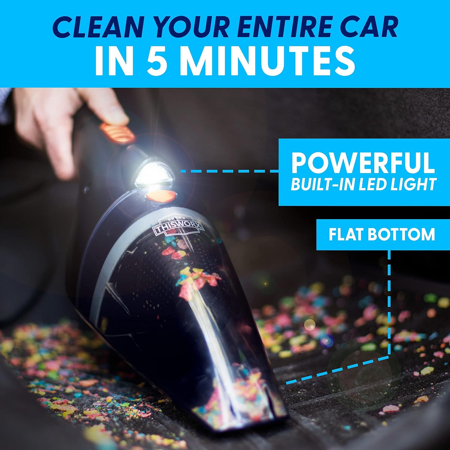 Portable Car Vacuum Cleaner: High Power Handheld Vacuum w/LED Light -110W 12v Best Car & Auto Accessories Kit for Detailing and Cleaning Car Interior - 16 Foot Cable : Automotive