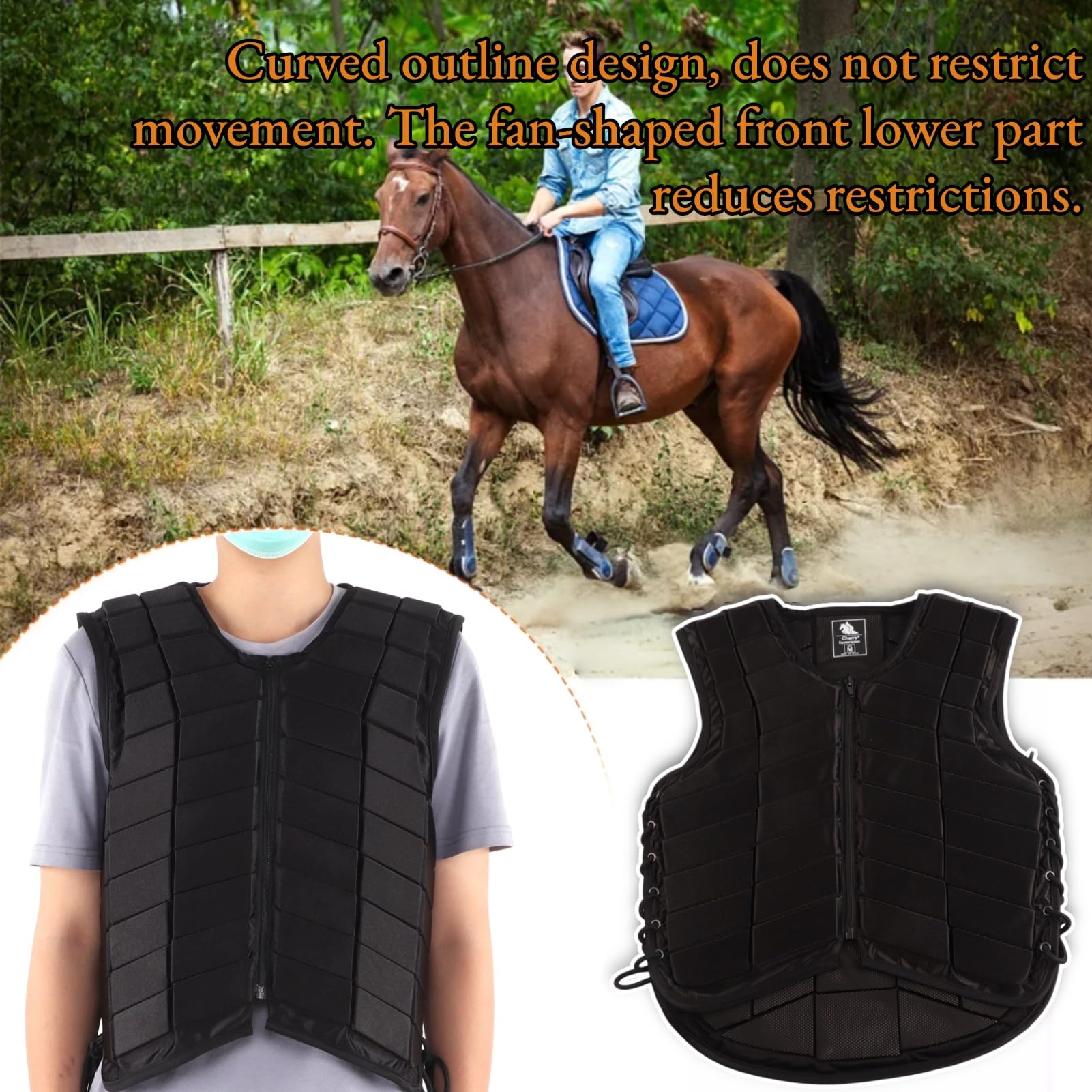 Reitweste Schutzweste für Erwachsene mit Reitschutz und Körperschutz für Sicherheit beim Reiten Horse Riding Vest Protective Riding Vest Équipement de Protection