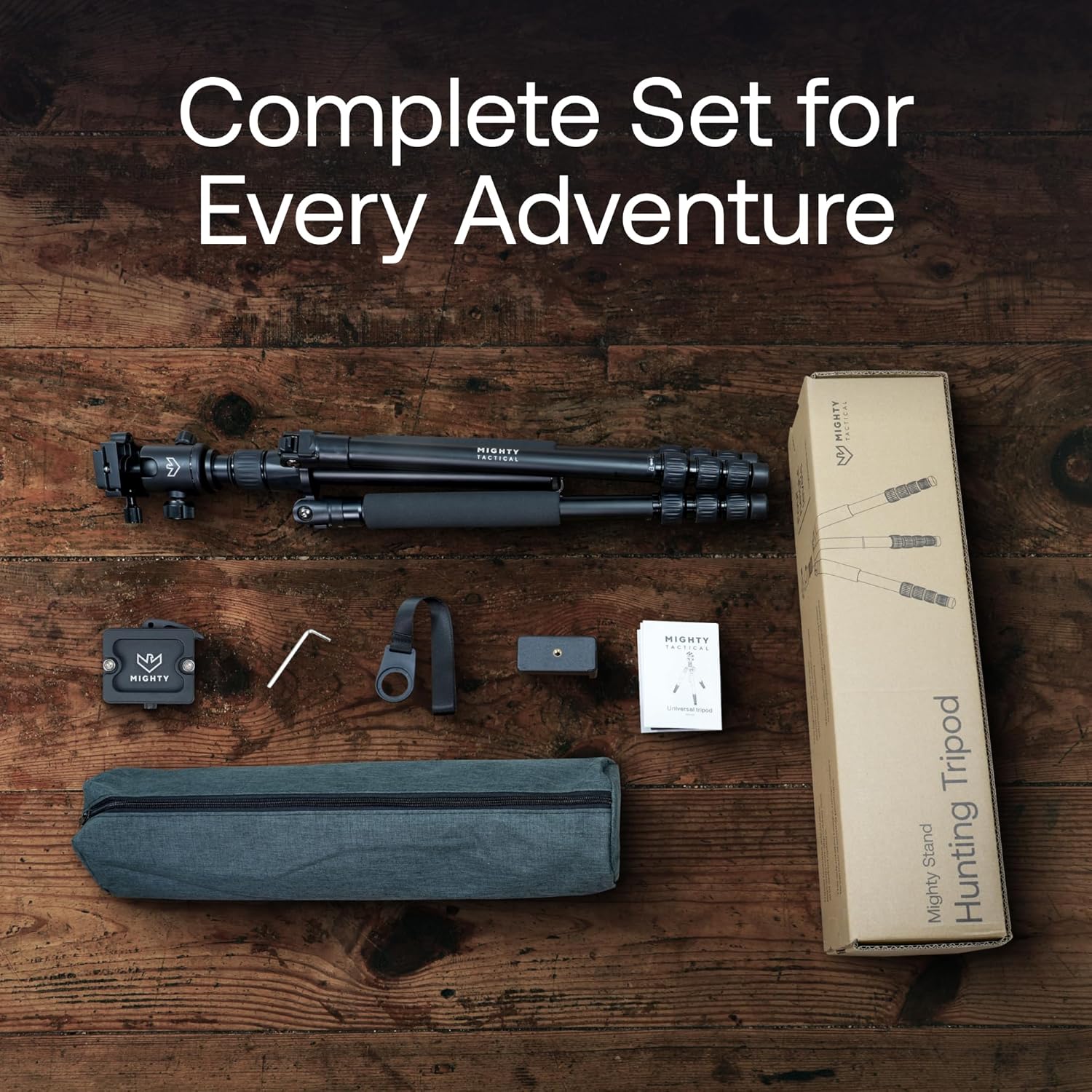 Hunting Tripod 303 with Picatinny Rail Adapter – Lightweight Aluminum, 155cm Max Height, 10KG Load, Quick-Release Mount, 360° Pan, Spiked Feet, Carry Bag Included