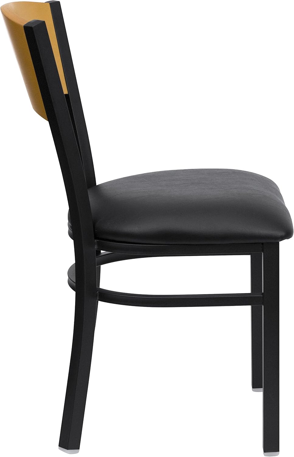 Black Circle Back Steel Frame Side Chair with Vinyl Seat