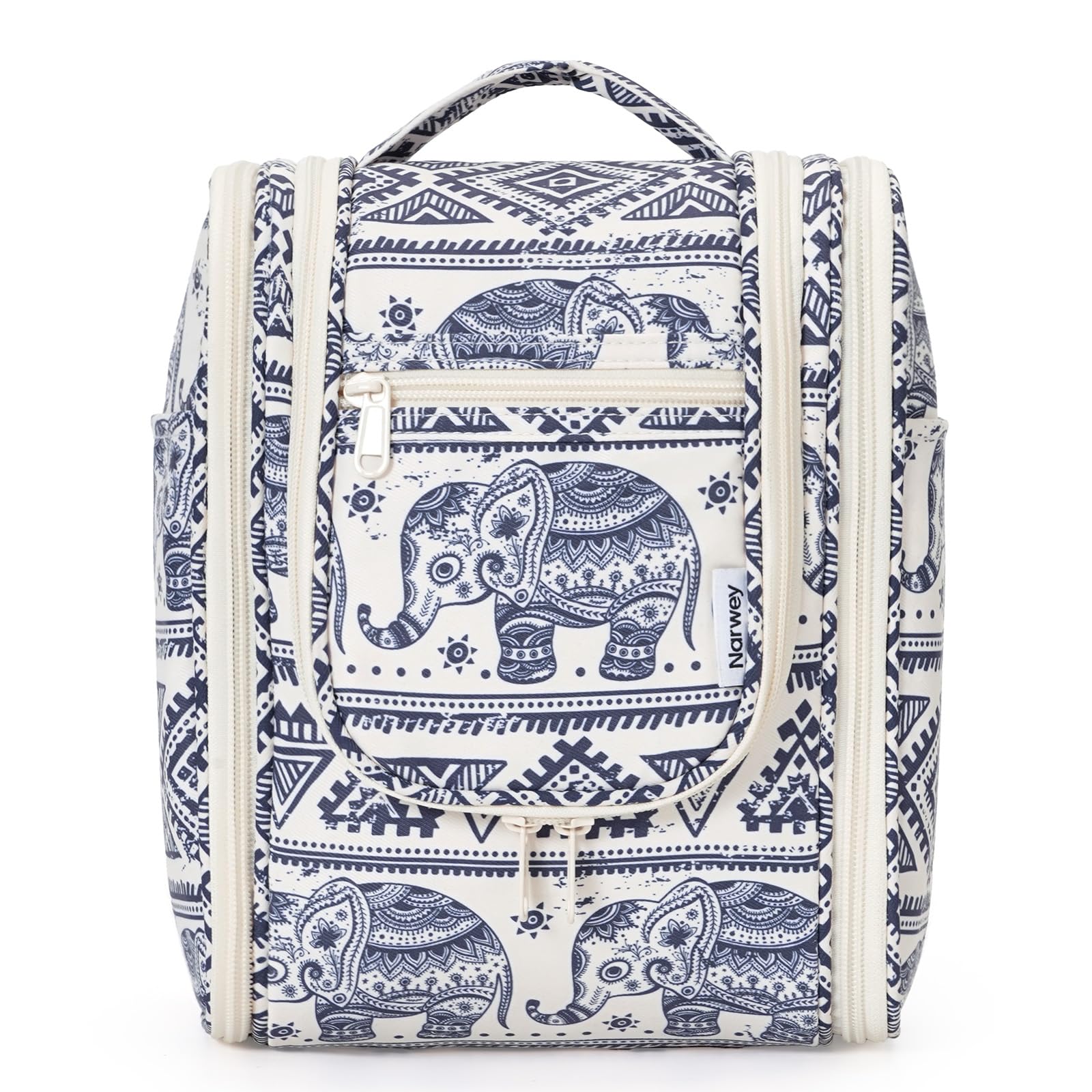 Narwey Hanging Toiletry Bag for Women Travel Makeup Bag Organizer Toiletries Bag for Cosmetics Essentials Accessories (Large, Little Blue Flower) — view 11