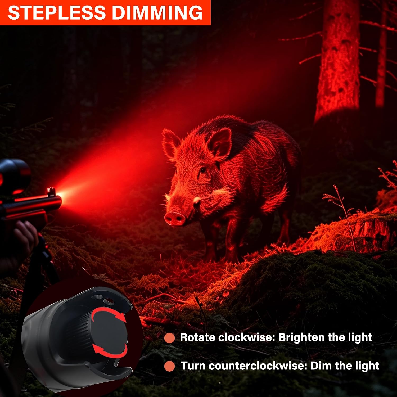 Stepless Dimming Red Light Flashlight 620-630nm – Adjustable Focus LED Torch for Astronomy, Aviation & Night Hunting image 4