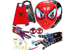 2PCS Spider Web Shooters - Kids Capes and LED Mask Set