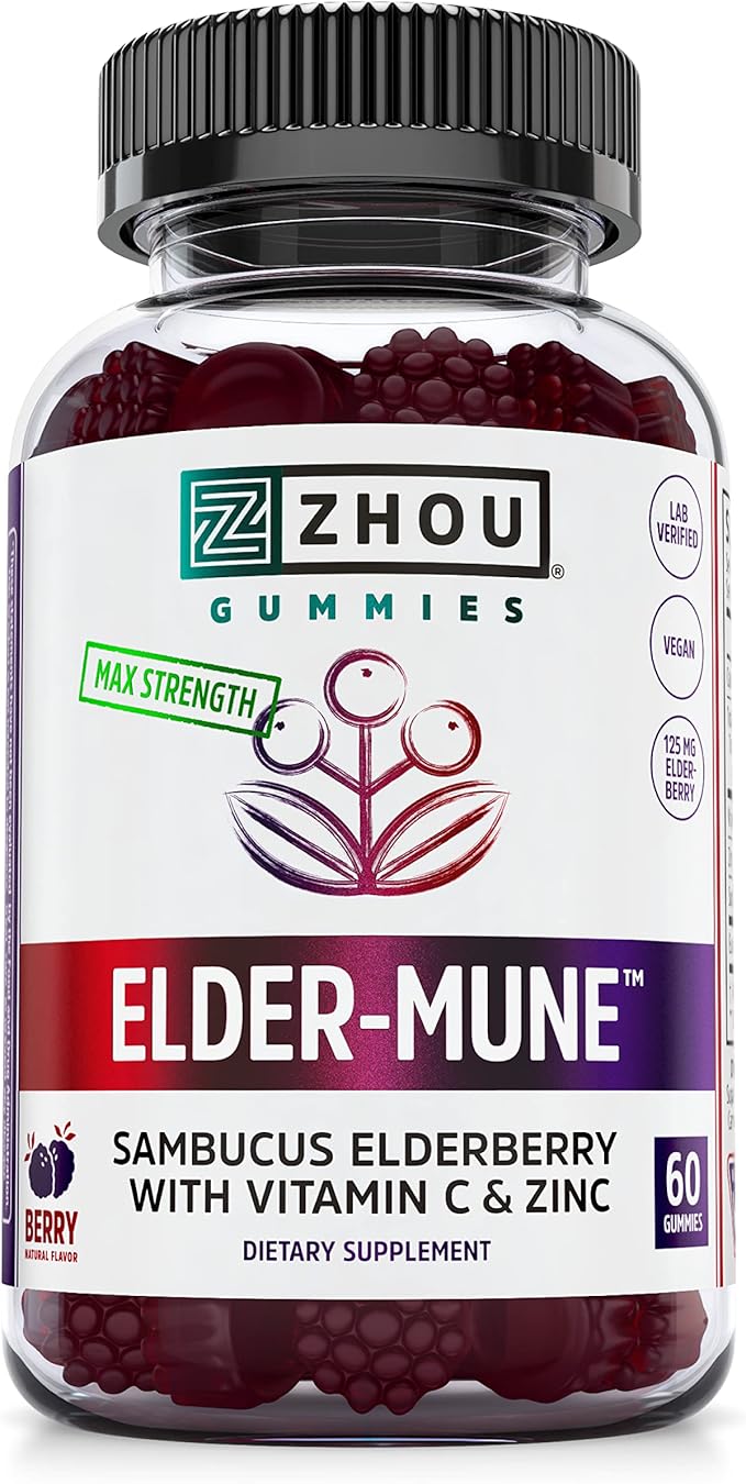 Zhou Nutrition ElderMune Sambucus Elderberry Gummies with