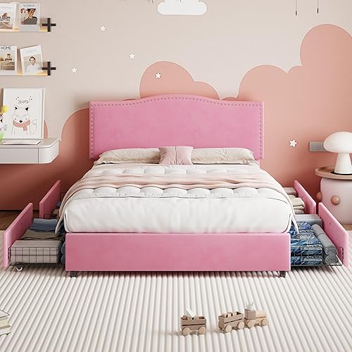 Miniatura 14 de VECELO Base de cama tamaño individual, base de cama de plataforma con cabecera tapizada de altura ajustable, marco resistente y fuerte soporte de