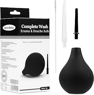 Premium Enema Bulb Douche Safe Comfortable 3 Nozzle Silicone Enema Kit for Men and Women - FDA Certified Medical Kits Fast Constipation Relief Safe Comfortable Rubber Washing Cleaning Kit, 225 ML