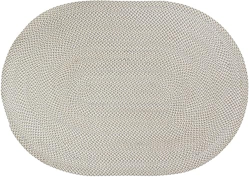 Miniatura 10 de Super Area Rugs Alfombra trenzada de algodón tricolor, color verde, blanco y gris, ovalada de 2 x 3 pies