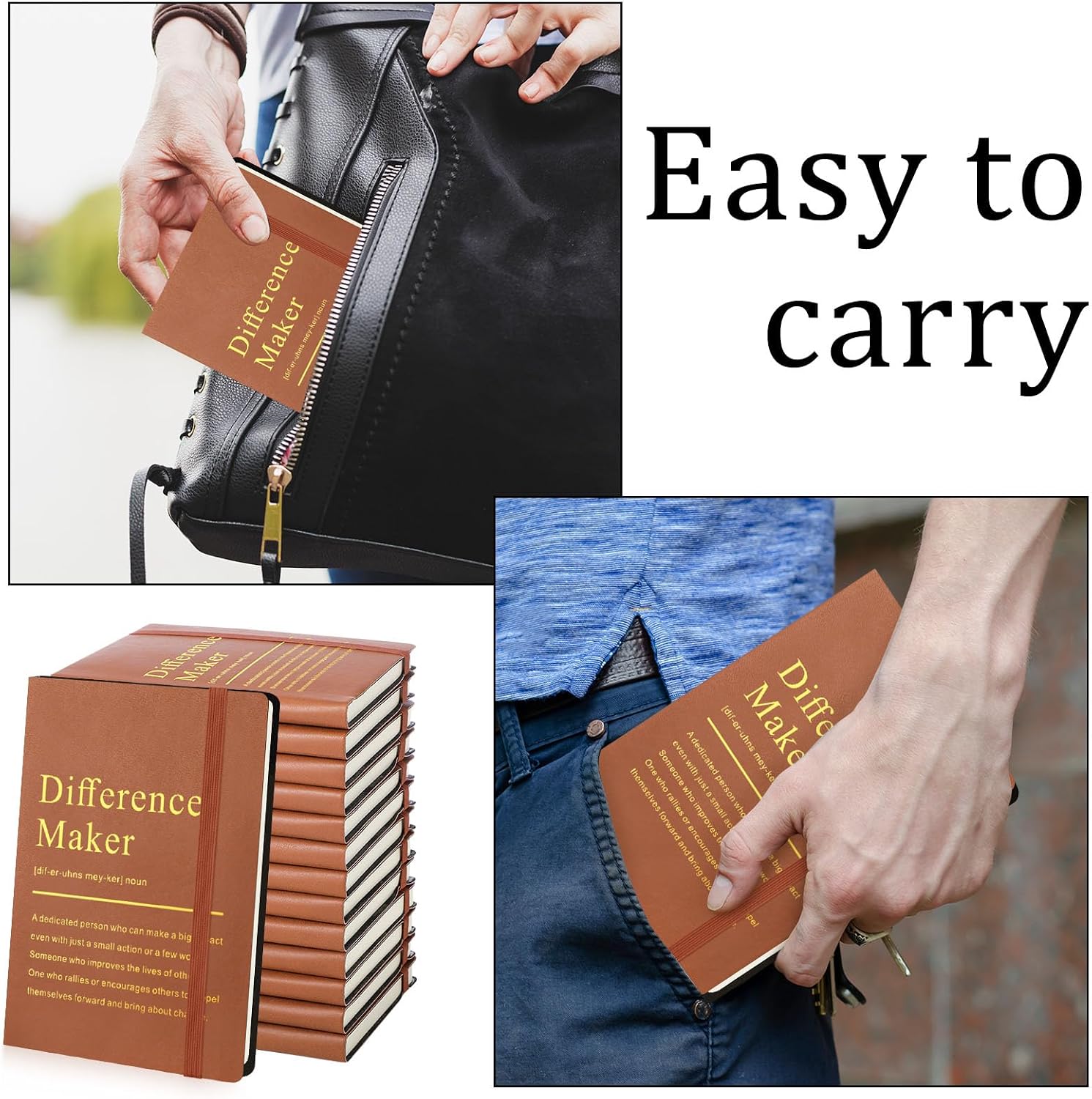 Chiisong 24 Pcs Employee Appreciation Gifts A6 Small Leather Journals Bulk Inspirational Different Maker Notebook Thank You Gift for Women Leadership Coworker Team Staff Christmas (Brown)
