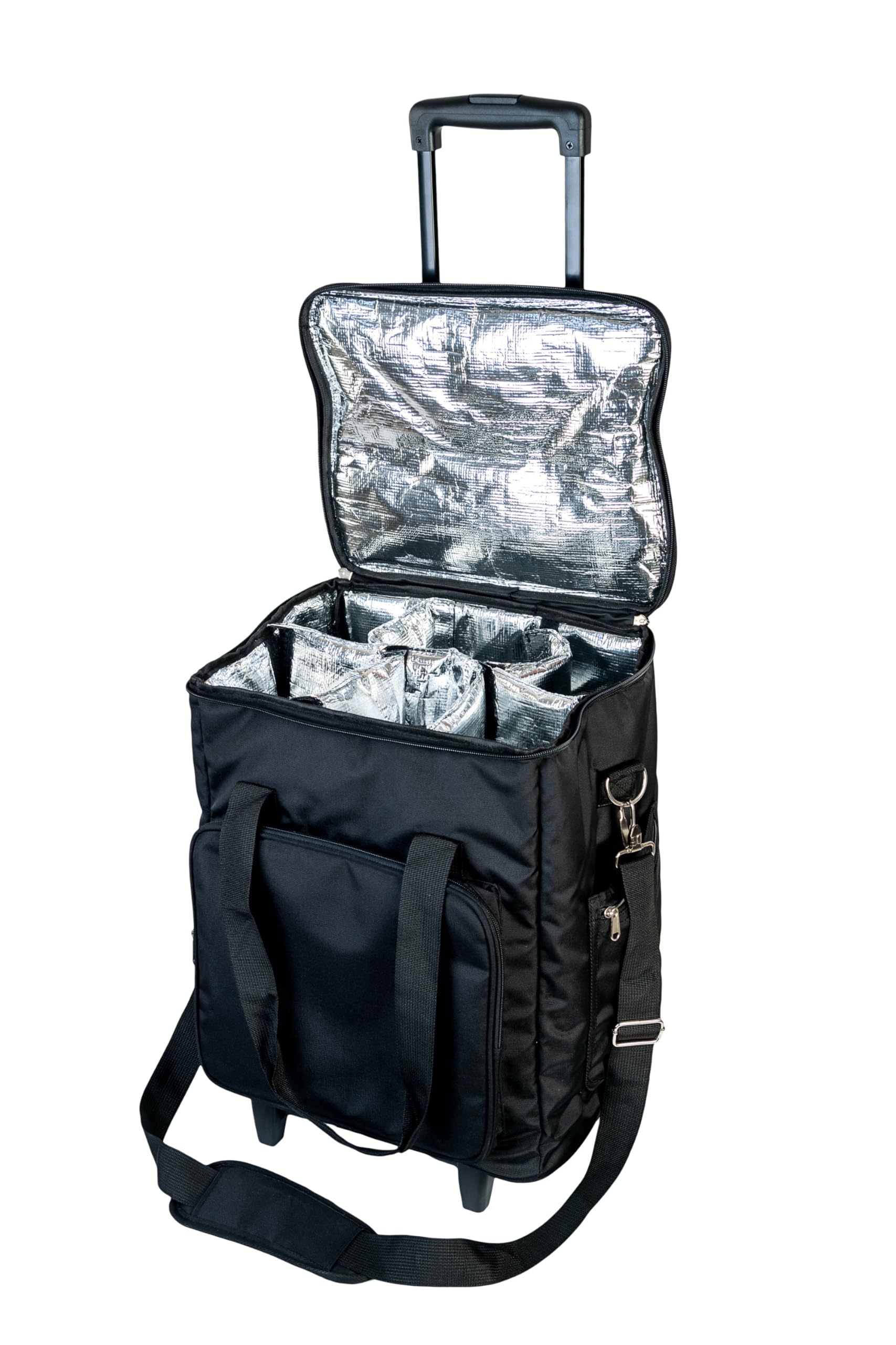 Koala Spain - Foldable Cooler Trolley for 6 Bottles of Wine | Compact and Insulated Travel Bag 3 in 1 | Wine Holder with Padded Compartments | Easy Transport | Black