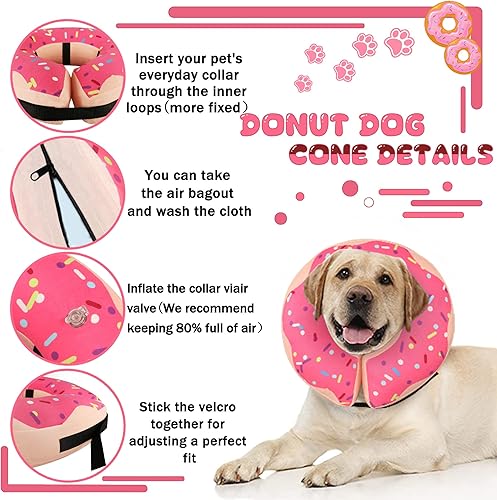 Miniatura 5 de Collar inflable de cono para perros grandes, medianos y pequeños, collar de cono de recuperación suave y ajustable para perros y gatos, cuello de