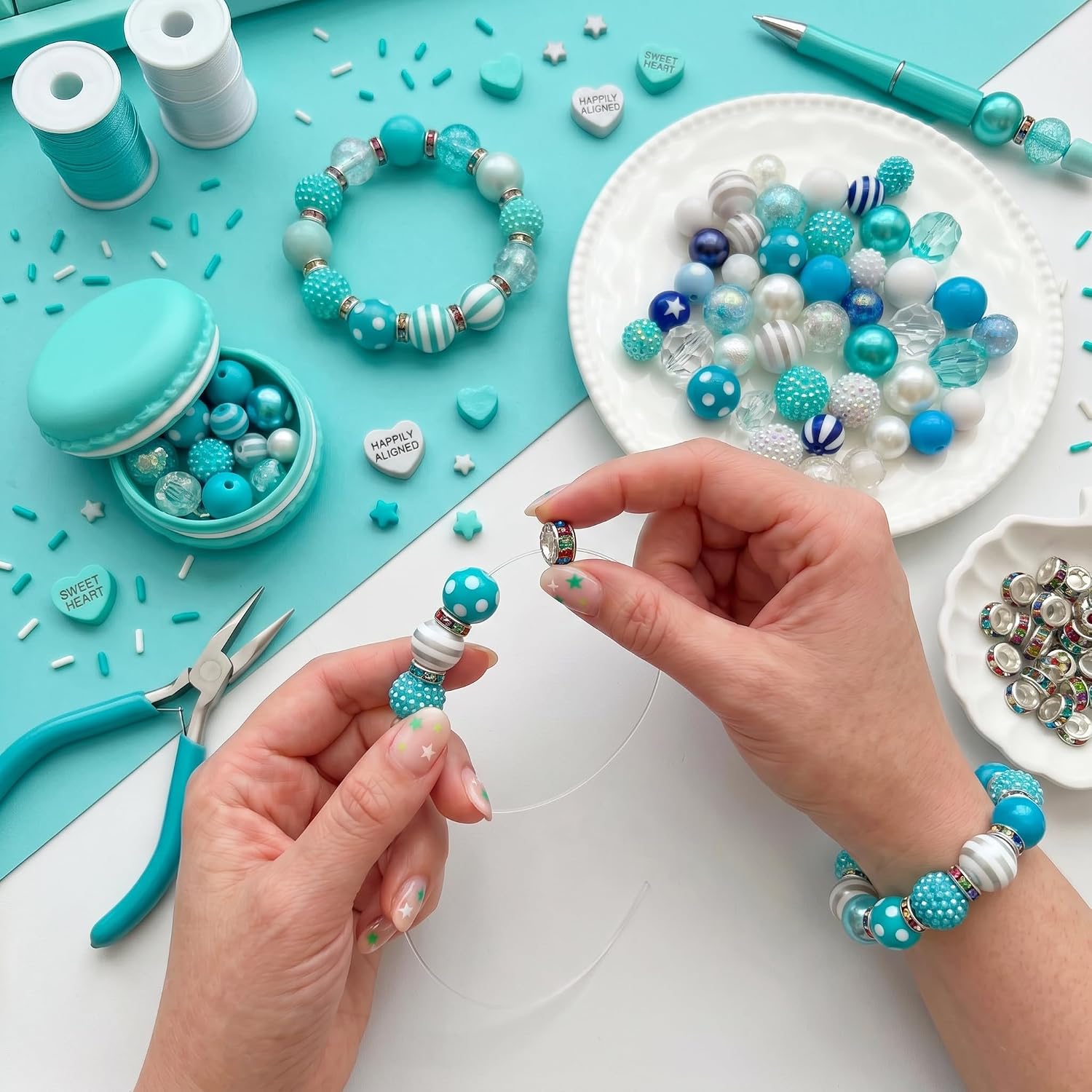154 Pcs Pen Beading Kit – 44 Chunky Bubblegum Beads (16/20mm) + 110 Spacer Beads for DIY Beadable Pens, Jewelry Making & Craft Projects