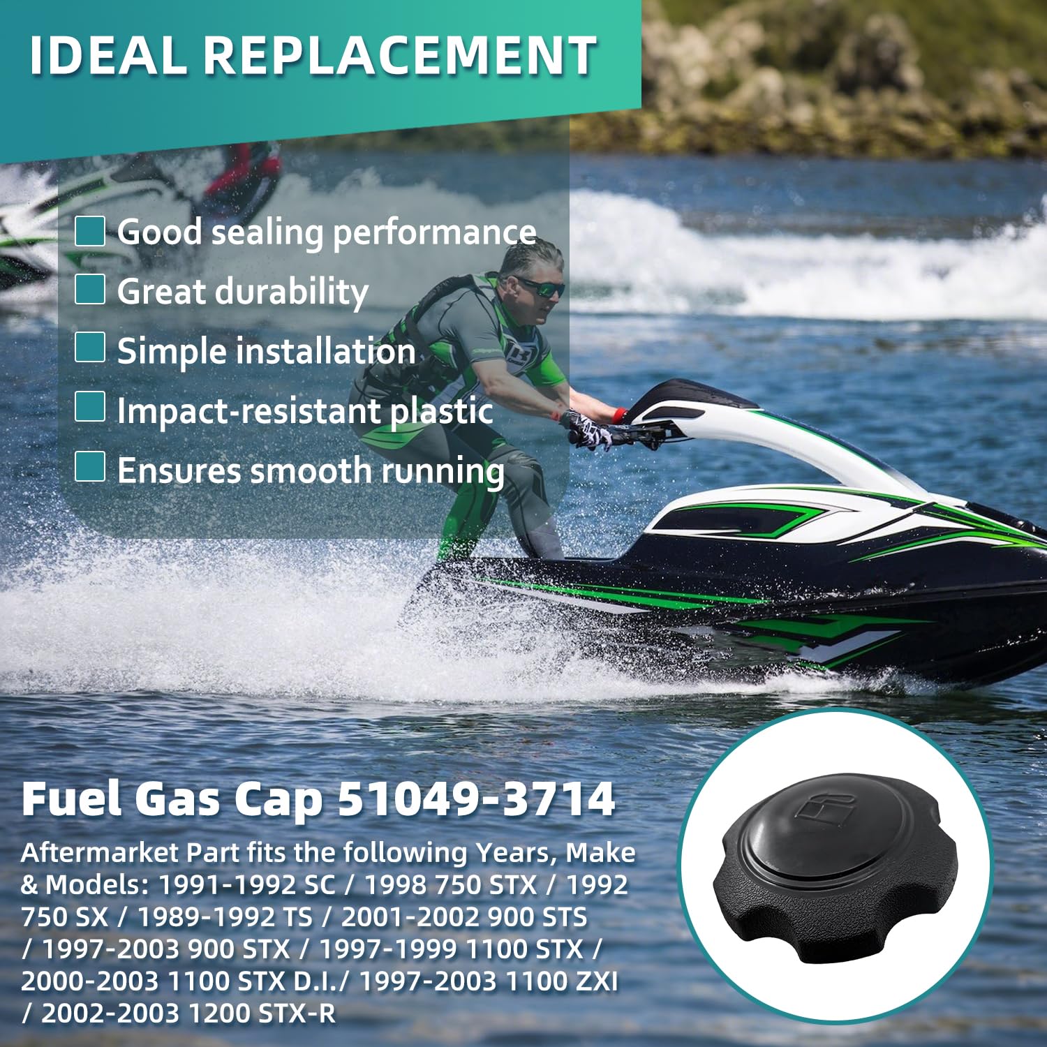 Amazon | ブラック燃料ガスキャップ 51049-3714 Kawasaki TS/SC/SX/STS