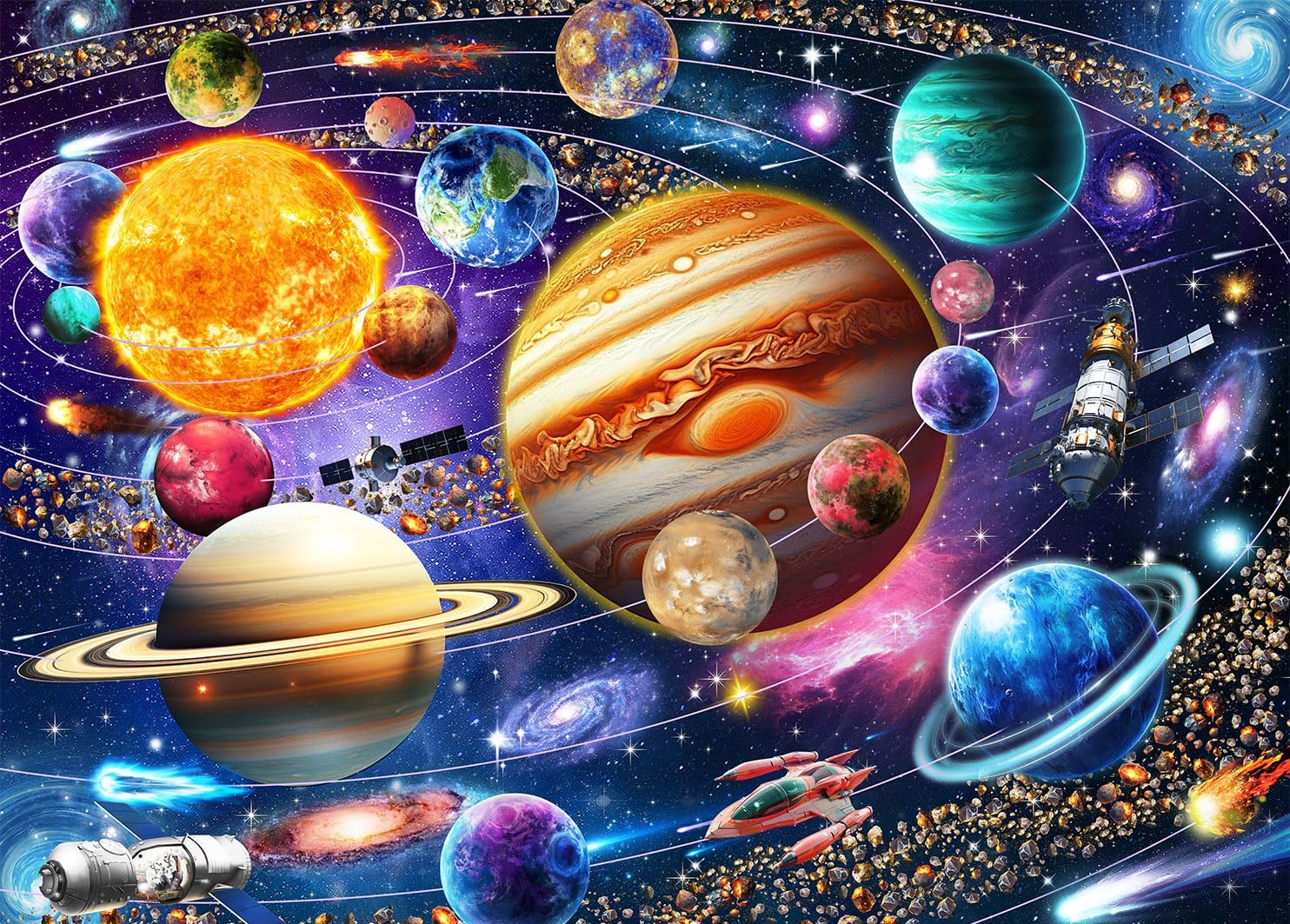 Puzzles 1000 Pieces for Adults jigsaw puzzles for adults 1000 Piece Puzzle Educational Games Home Decoration Puzzle-Space Planet,Solar System