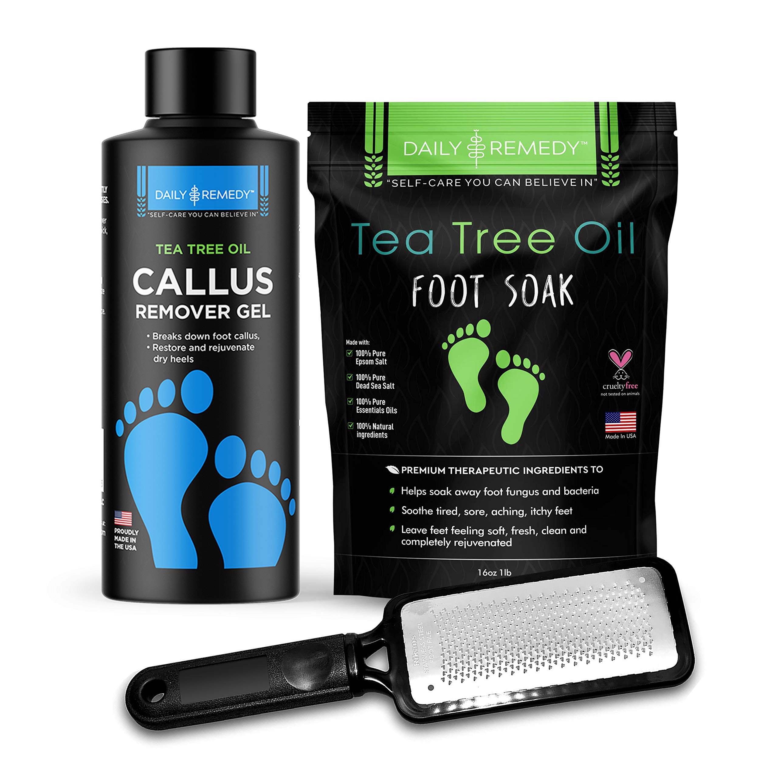 Buy Tea Tree Oil Foot Soak, Callus Remover Gel and Foot File Get Rid