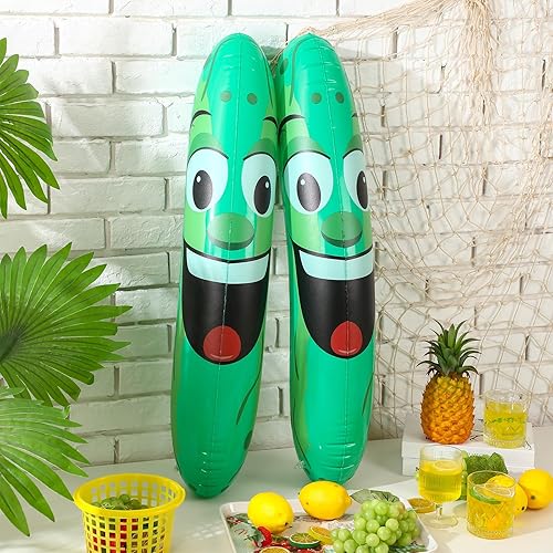 Miniatura 7 de Sratte 6 unidades de 32 pulgadas gigantes inflables de pepinillo para piscina, pepino, decoración de pepino, regalos para verano, natación, playa,