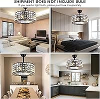 Vista 6 de A Million 18" Crystal Caged Ceiling Fan with Lights, Industrial Enclosed Ceiling Fan Light with Remote Control, 3 Speed Silent for Farmhouse