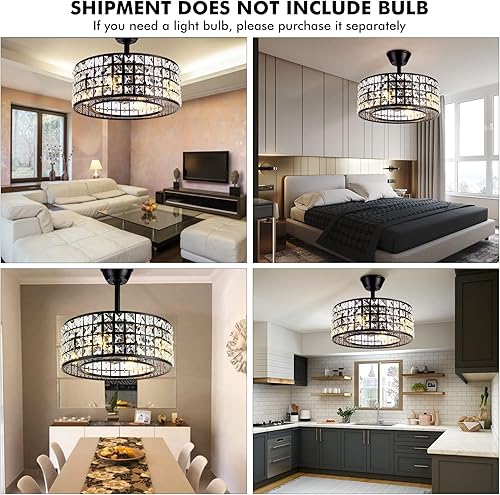 Miniatura 6 de A Million 18" Crystal Caged Ceiling Fan with Lights, Industrial Enclosed Ceiling Fan Light with Remote Control, 3 Speed Silent for Farmhouse