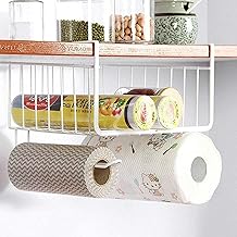 TEX-RO Under Shelf Basket for Kitchen | Kitchen Hanging Rack Storage Organizer | Under Cabinet Storage Rack with Hooks | Cupboard Organiser for Wardrobe - Metal Wire, White
