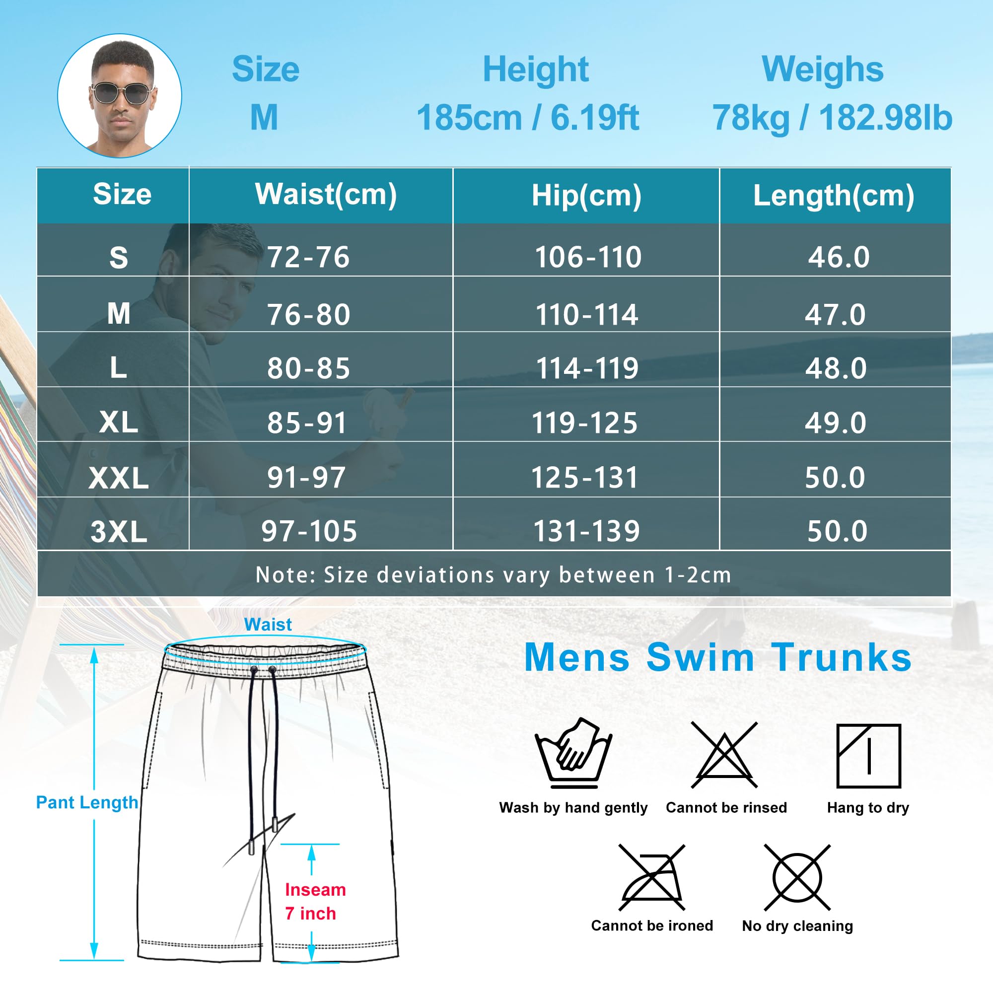 Costume da bagno da uomo, lungo, 2 in 1, con compressione, ad asciugatura rapida, traspirante, con chiusura lampo, coulisse regolabile